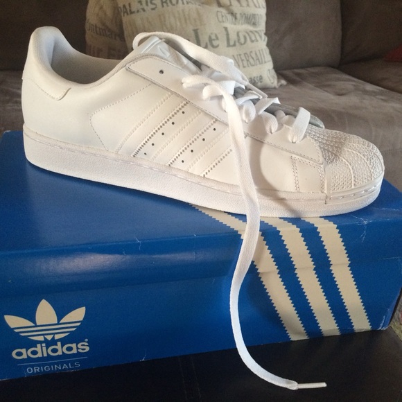 Adidas Superstar White Sneakers, Men’s Size 13 - Picture 1 of 1